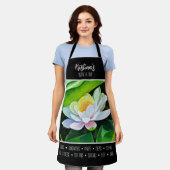 Tablier Lily blanche avec feuilles verts, thème d'affaires (Porté)