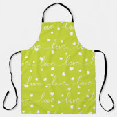 TABLIER LIME GREE BLANC SCRIPTÉE VALENTINE AMOUR & COEURS (Recto)
