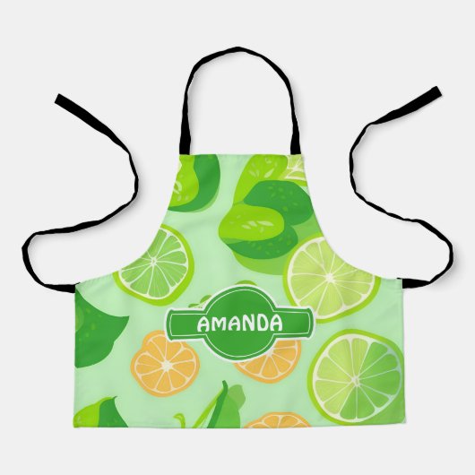 Tablier Lime Motif personnalisé couleur géométrique (Recto)