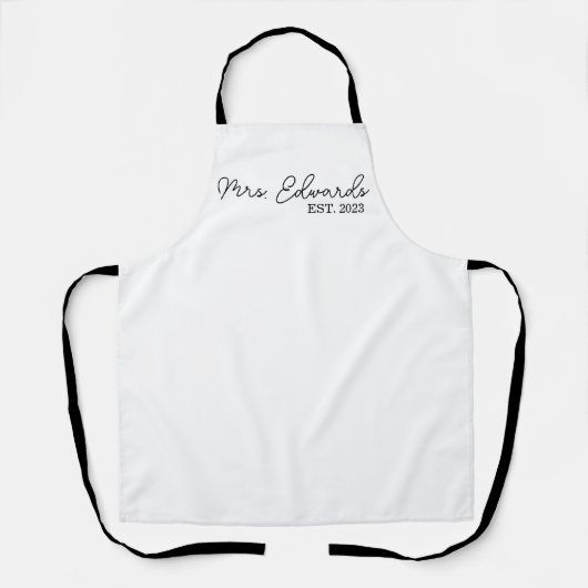 Tablier Limite Cursive Mme Custom Nom de famille Mariage C (Recto)