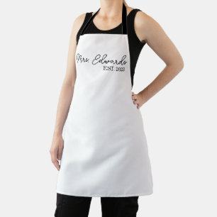 Tablier Limite Cursive Mme Custom Nom de famille Mariage C