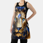 Tablier Lion bleu saphir et or (Insitu)