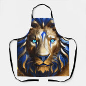 Tablier Lion bleu saphir et or (Recto)