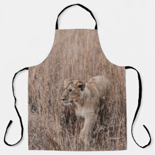 TABLIER LION GRIS ET BROWN ENTOURÉ DE GRAS BROWN