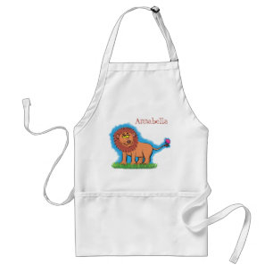 Tablier Lion joyeux avec dessin animé de papillon