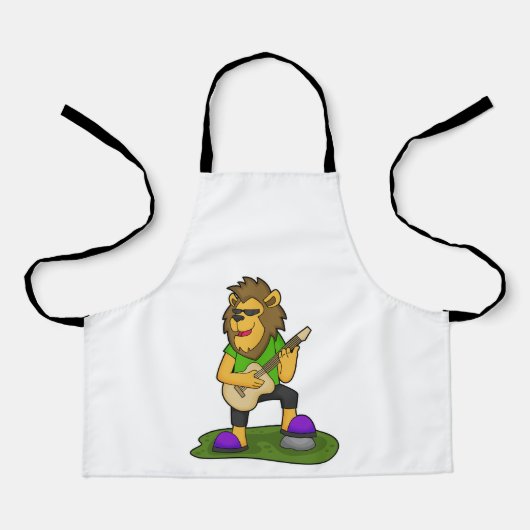 Tablier Lion musicien guitare (Recto)
