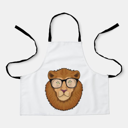 Tablier Lion Nerd avec lunettes (Recto)