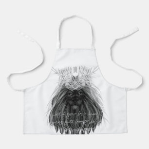 Tablier Lion noir avec couronne, monogramme et citation