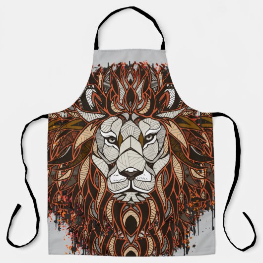 Tablier Lion Polygone | Dessin Coloré | Lion (Recto)