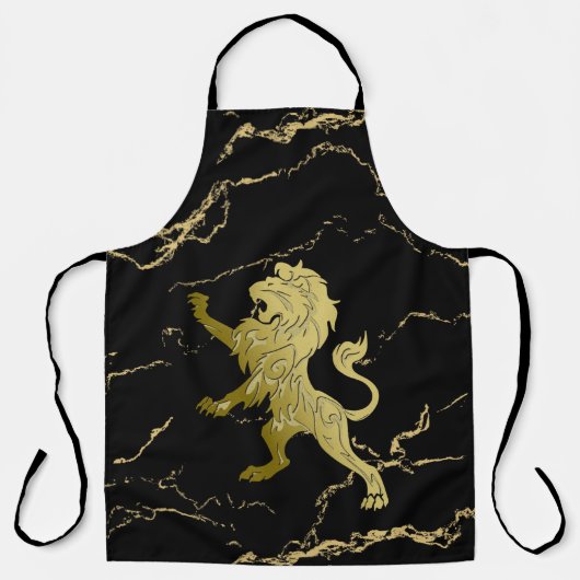 Tablier Lion royal d'or sur marbre noir et or (Recto)