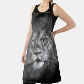 Tablier Lion Visage Wild Animaux tendance Modèle Noir (Insitu)