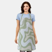 Tablier Liquid Swirl Retro Motif Abstrait Sage Green (Porté)