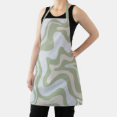 Tablier Liquid Swirl Retro Motif Abstrait Sage Green (Insitu)