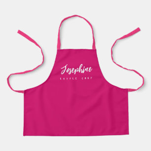 Tablier Little Chef Script Name Simple personnalisé rose