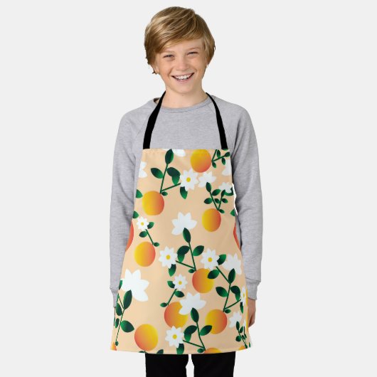 Tablier Little Cutie Orange Motif (Porté)