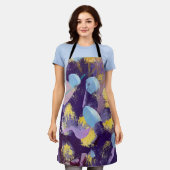 Tablier Lively Purple, Yellow, and Blue Abstract Art Apron (Porté)