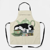 Tablier Livres Thé Chat Cute (Recto)