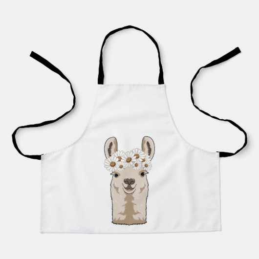 Tablier Llama aux fleurs blanches (Recto)