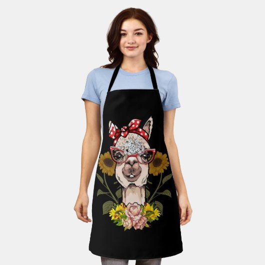 Tablier Llama Bandana Alpaca Llama animal pour femmes (Porté)