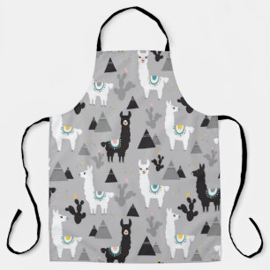 Tablier Llama cactus montagnes, motif sans soudure.