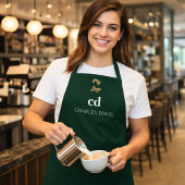 Tablier logo commercial Emerald green white monogram