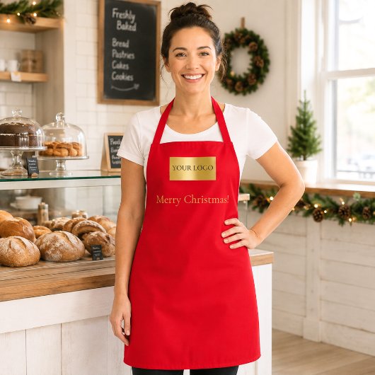Tablier Logo commercial or rouge de Noël