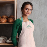 Tablier Logo de gâteau simple, propre et minimaliste<br><div class="desc">Tablier simple, propre et de style minimaliste à pâtisserie rose avec support pour gâteaux et gâteaux de boulanger avec encadrement de branches de feuilles. Personnalisez avec le nom de l'entreprise. Un tablier simple, chic et design. Parfait pour la boulangerie, boulangerie, boulanger entrepreneur, chef, traiteur, et bien plus encore. Toutes les...</div>