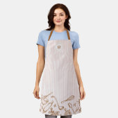 Tablier Logo de la boulangerie Pink Stripe avec ustensiles (Porté)