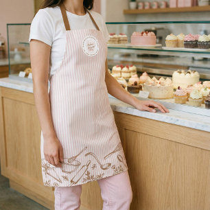 Tablier Logo de la boulangerie Pink Stripe avec ustensiles