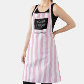 Tablier Logo d'entreprise moderne rayé personnalisé rose b (Insitu)