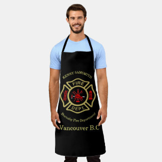 Tablier Logo du service d'incendie Insigne d'or et de dos