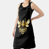 Tablier Logo Faux Gold Foil Bee Polygonal sur Noir (Insitu)