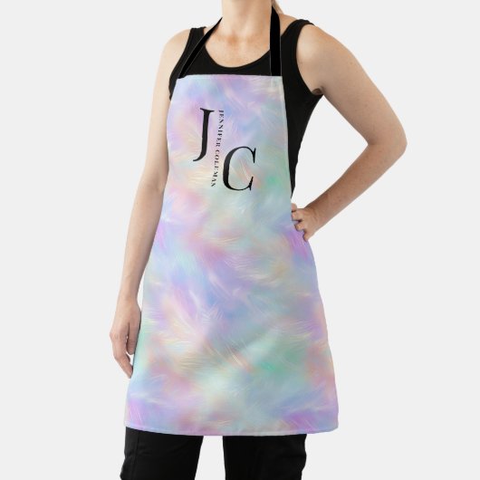 Tablier Logo Monogramme moderne Iridescente Opal élégant (Insitu)