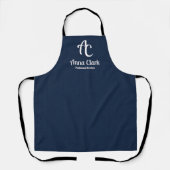 Tablier Logo Monogramme professionnel Marine bleu Texté (Recto)