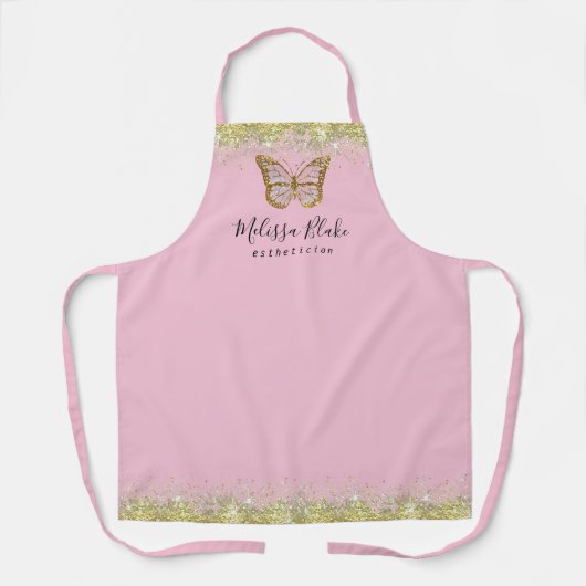 Tablier logo papillon sur étincelle en faux or (Recto)