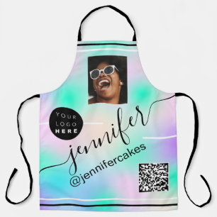 Tablier Logo photo personnalisé QR Menu CODE Holographe r