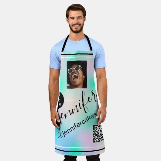 Tablier Logo photo personnalisée QR Menu CODE Holographe r (Porté)