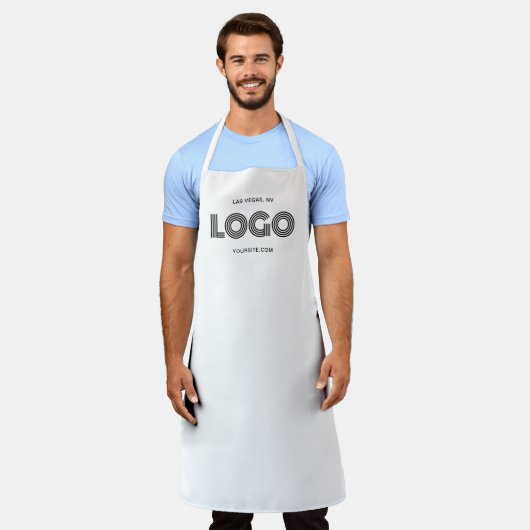 Tablier Logo rectangulaire moderne blanc (Porté)