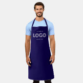 Tablier Logo rectangulaire moderne bleu foncé et blanc (Porté)
