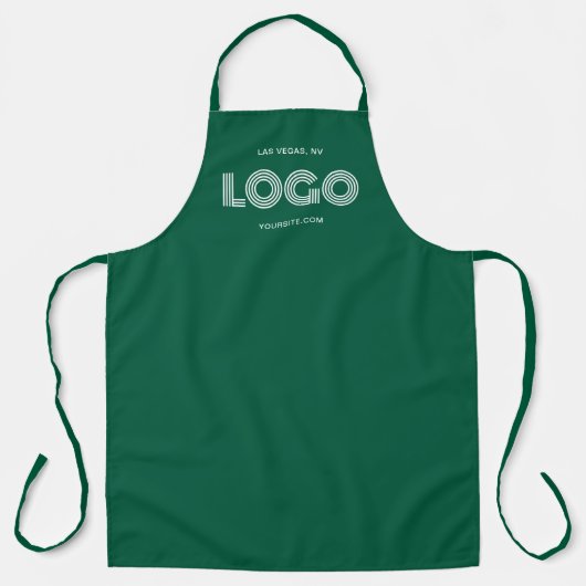 Tablier Logo rectangulaire moderne vert chasseur et blanc (Recto)