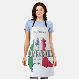Tablier Lombardie Italie Carte Région Rétro Vintage Souven