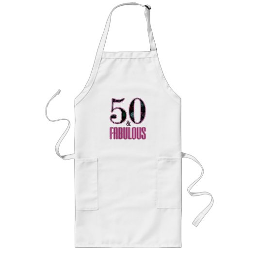 Tablier Long 50 & Fabulous Pink Black Typographie 50e anniversa (Devant)