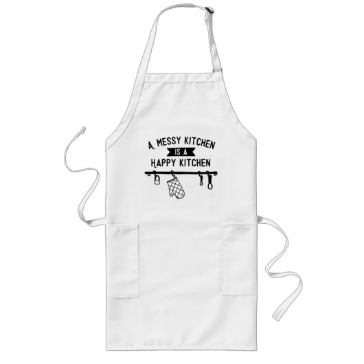 Tablier Long A Messy Kitchen Is A Happy Kitchen Gift (Devant)