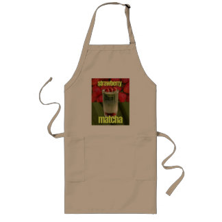 Tablier Long Affiche de Latte Matcha Fraise – Boisson de Café T