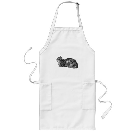 Tablier Long Aide-cuisine, style Tabby (Devant)