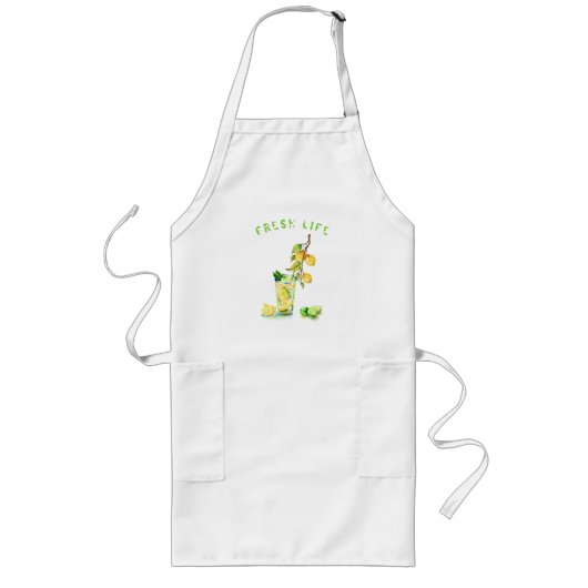 Tablier Long Aire de boisson au citron frais - Texte personnali (Devant)