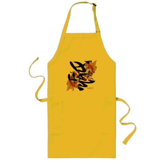 Tablier Long Amour de poissons de Koi de kanji (Devant)
