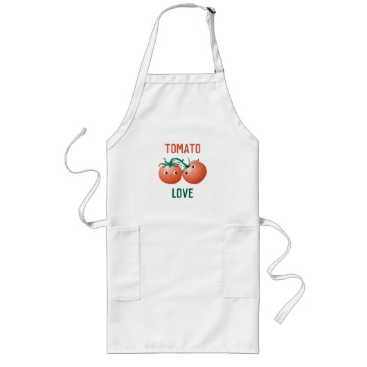 Tablier Long Amour de Tomate avec un super mignon couple de tom (Devant)