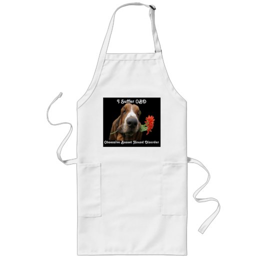 Tablier Long Apron Basset Hound Avec Fleurs (Devant)