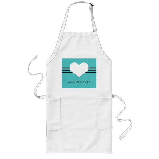 Tablier Long Aqua Modern Heart Apron (Devant)